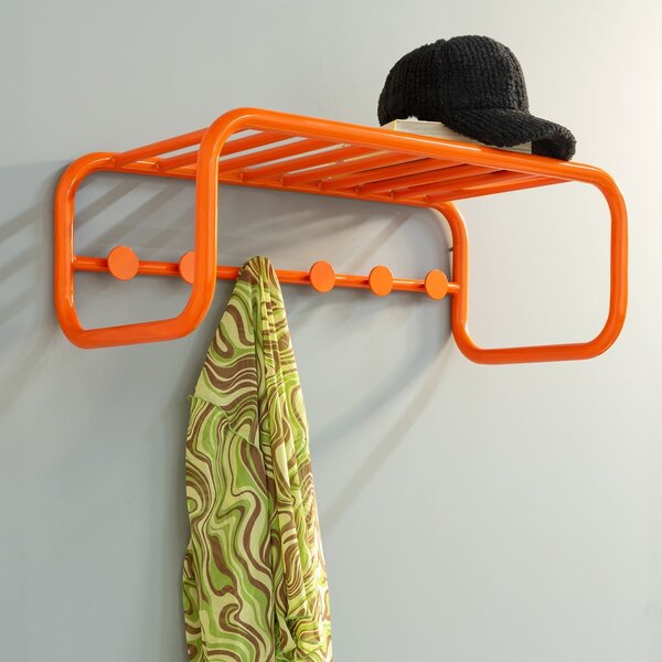 Oranžen kovinski stenski obešalnik s polico 72 cm Retro – Spinder Design