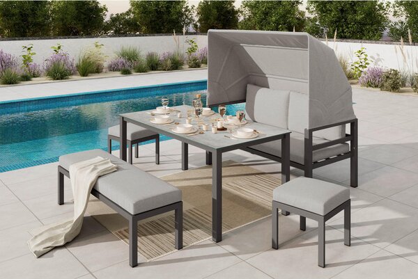 JEDILNA LOUNGE GARNITURA tkanina aluminij