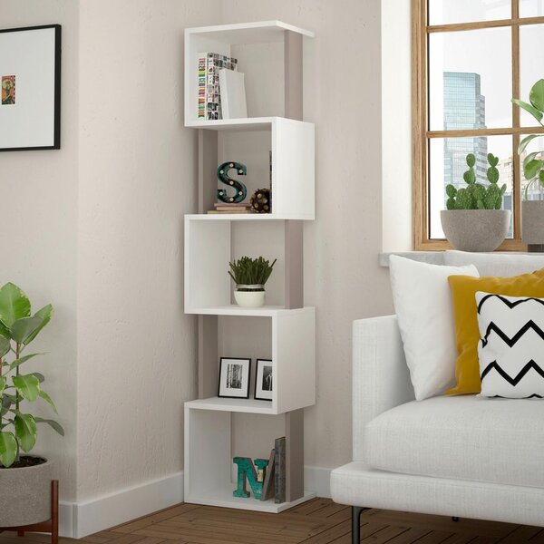 Livetastic Knjižna Omara Piri, Bela, Mocha Rjava