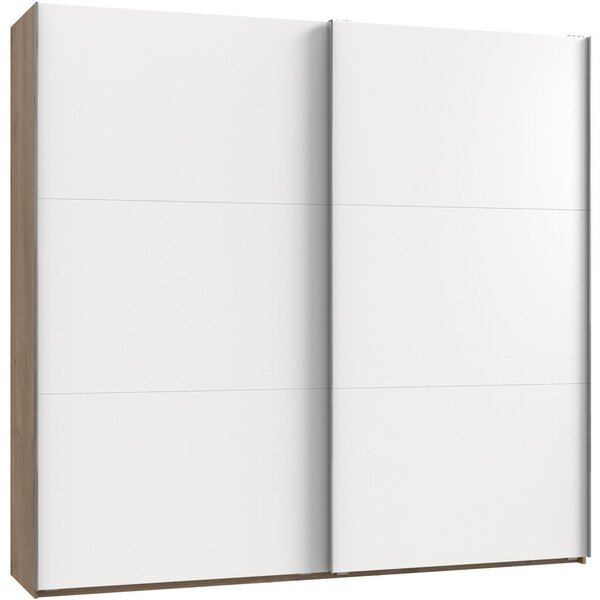 OMARA Z DRSNIMI VRATI, bela, barve hrasta, barve aluminija