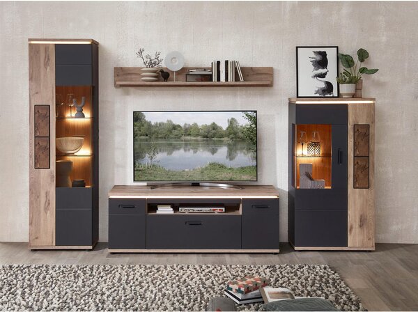 DNEVNI REGAL, barve grafita, barve hrasta