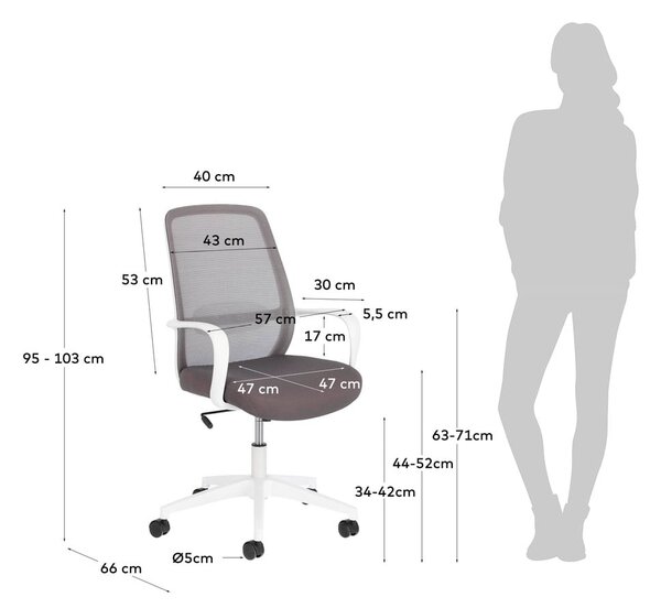 Siv pisarniški stol Kave Home Melva