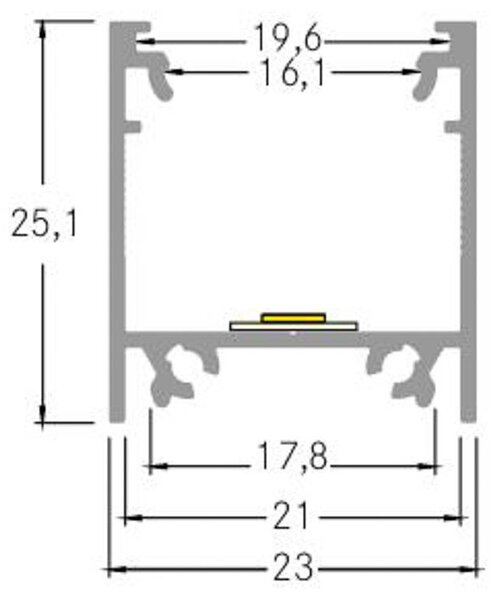 BRUMBERG dodatni profil višina 25 mm dolžina 2 m bela