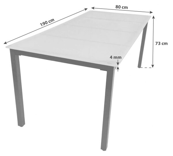 Gardenson Vrtna Miza Gardenson, Aluminij, Steklo, 190x80
