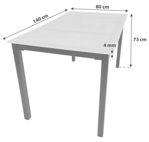 Gardenson Vrtna Miza Gardenson, Aluminij, Steklo, 140x80