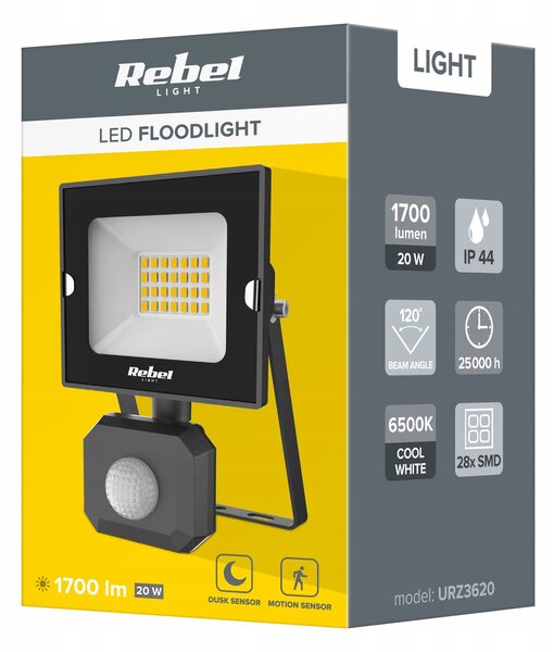 20W zunanji LED reflektor črn 6500K IP44 s senzorjem gibanja - 1655399 - https://eprel.ec.europa.eu/fiches/lightsources/Fiche_1655399_SL.pdf