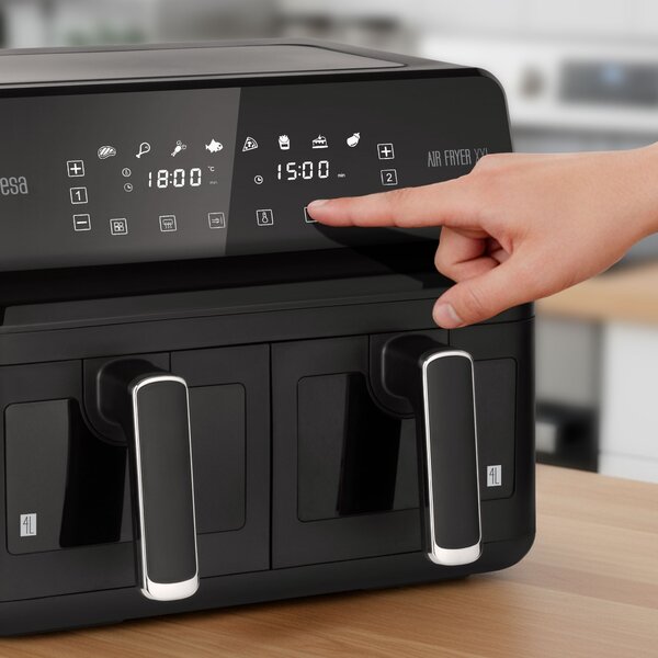 XXL 2700W LCD touch dvojni cvrtnik na zrak brez maščobe 8L friteza črna