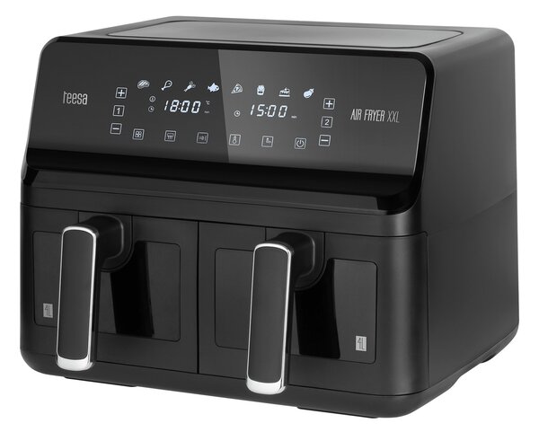 XXL 2700W LCD touch dvojni cvrtnik na zrak brez maščobe 8L friteza črna
