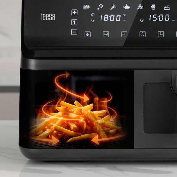 XXL 2700W LCD touch dvojni cvrtnik na zrak brez maščobe 8L friteza črna