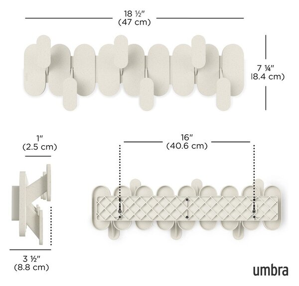 Bež jeklen stenski obešalnik 16 cm Tempo – Umbra
