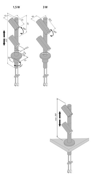 Reflektor LED Duo Spot 2 x 3 W, črn, 3.000 K