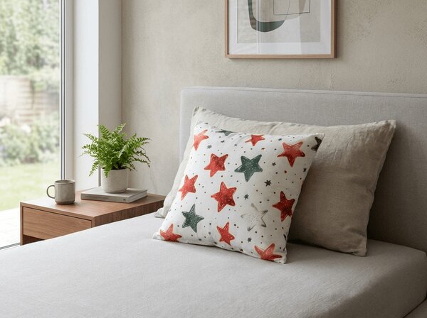 Prevleka za vzglavnik iz mikrovlaken COLORFUL STARS 45x45 cm, pisana