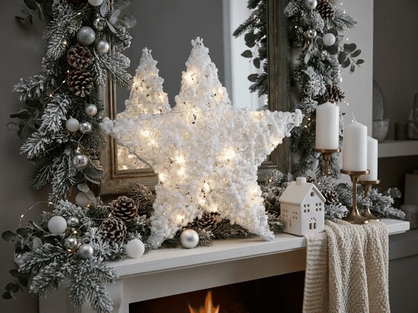 Božična dekoracija zvezda FROSTELLE z LED osvetlitvijo 38 cm, bela