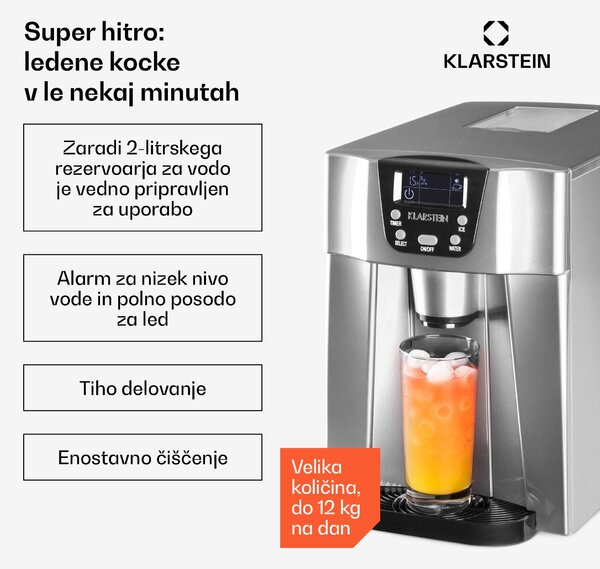Klarstein ICE VOLCANO 2 GS, SREBRN, LEDOMAT, LED, 13 KG