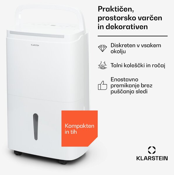 Klarstein DryFy Connect 50 Smart, razvlaževalec, WiFi, kompresorski, 50l/d, 45-55m², Bela