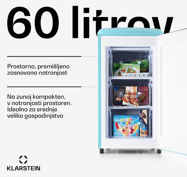 Klarstein Laika 60L, zamrzovalnik, 60 l, 3 predali, temperatura: -18 do 0 °C