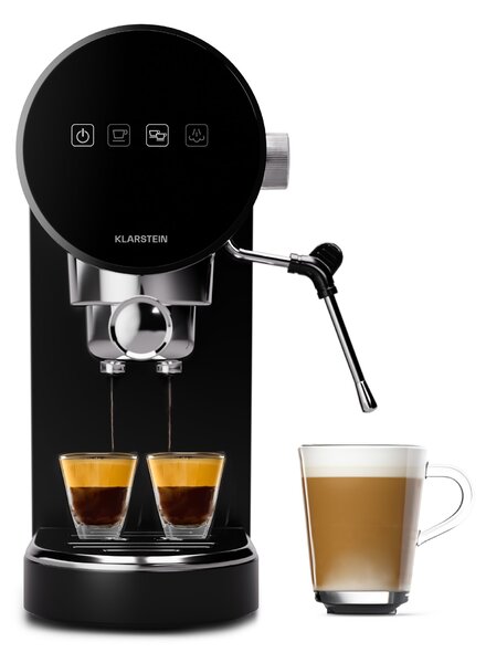 Klarstein Furore, aparat za espresso iz nerjavečega jekla, kompakten, 20 barov, digitalni zaslon, 2 skodelici