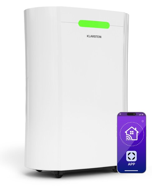 Klarstein AeroDry Smart 12 razvlaževalnik zraka, 12 l/dan, 30 m², senzor vlage, nadzor preko aplikacije, 135 m³/h