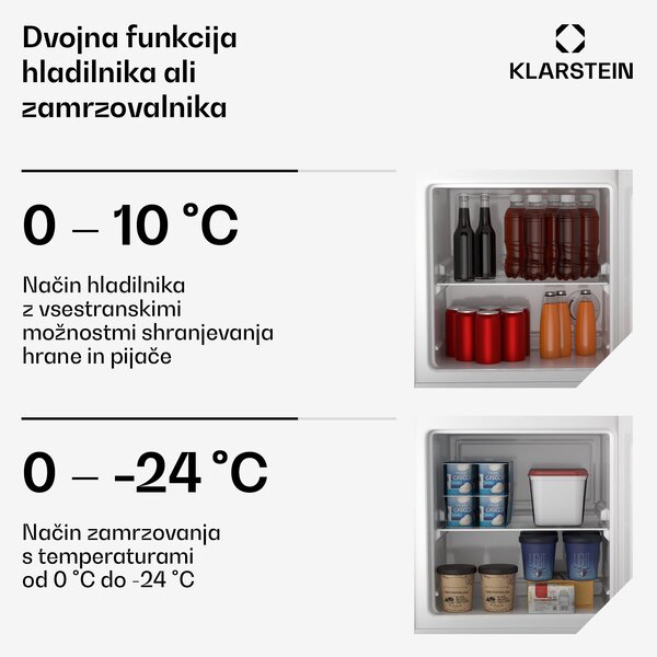 Klarstein Irene Retro hladilnik in zamrzovalnik, 31 litrov, zamrzovalnik in hladilnik v enem, ekonomično