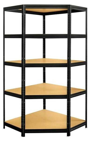 Kotni regal Futur (V x Š x G: 180 x 90 x 45 cm, Število polic: 5 kos, Črna)