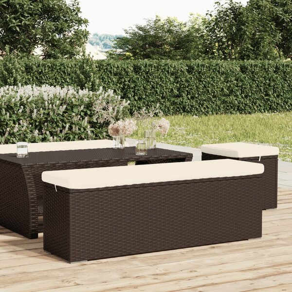 VidaXL Klop z blazino rjava 110x30x40 cm poli ratan