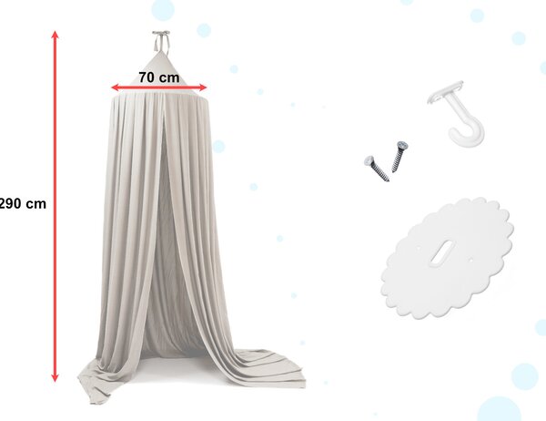 Otroški baldahin za posteljo in igro 290 cm - siva - Baby shower