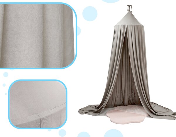 Otroški baldahin za posteljo in igro 290 cm - siva - Baby shower