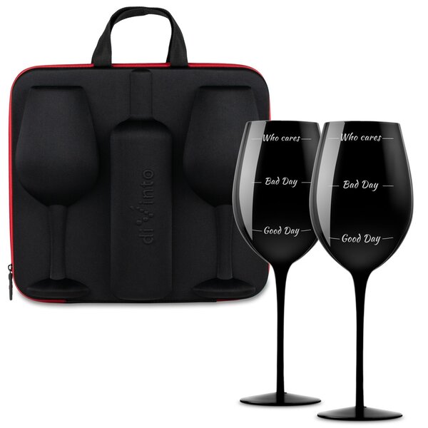 Komplet za vino z dvema kozarcema – Who cares ČRNA - diVinto - Baby shower - Božič - Poroka