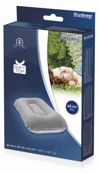 Napihljiv potovalni vzglavnik velur siv 42 cm - Poletni hiti