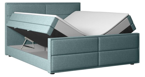 BOXSPRING POSTELJA 180 cm x 200 cm , les, kovina, umetna masa, tekstil modra