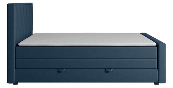 BOXSPRING POSTELJA 180 cm x 200 cm , les, kovina, umetna masa, tekstil modra