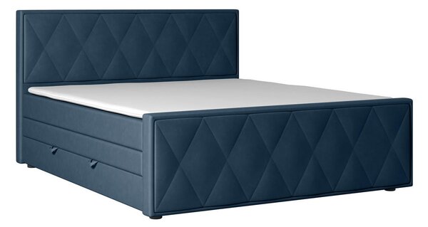 BOXSPRING POSTELJA 180 cm x 200 cm , les, kovina, umetna masa, tekstil modra