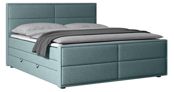 BOXSPRING POSTELJA 180 cm x 200 cm , les, kovina, umetna masa, tekstil modra