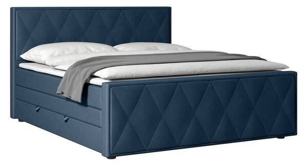 BOXSPRING POSTELJA 180 cm x 200 cm , les, kovina, umetna masa, tekstil modra