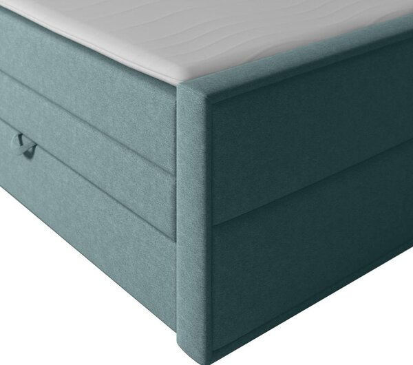 BOXSPRING POSTELJA 180 cm x 200 cm , les, kovina, umetna masa, tekstil modra