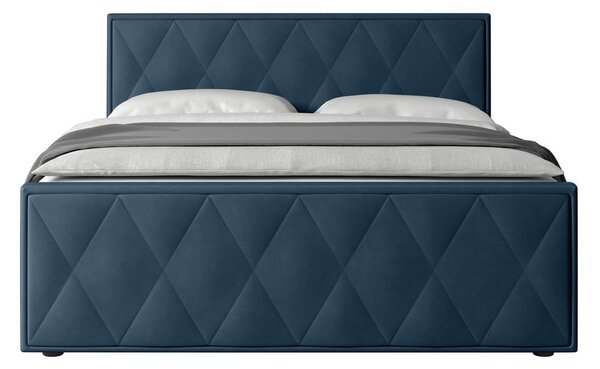 BOXSPRING POSTELJA 180 cm x 200 cm , les, kovina, umetna masa, tekstil modra
