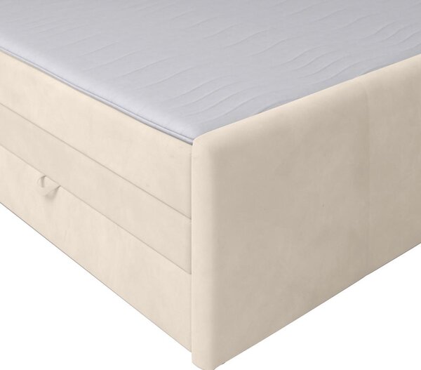 BOXSPRING POSTELJA 120 cm x 200 cm , les, kovina, umetna masa, tekstil bela