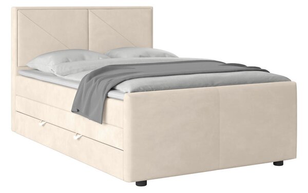 BOXSPRING POSTELJA 120 cm x 200 cm , les, kovina, umetna masa, tekstil bela