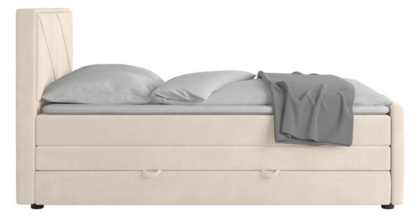 BOXSPRING POSTELJA 120 cm x 200 cm , les, kovina, umetna masa, tekstil bela