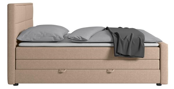 BOXSPRING POSTELJA 180 cm x 200 cm , les, kovina, umetna masa, tekstil, karton, leseni material naravne barve