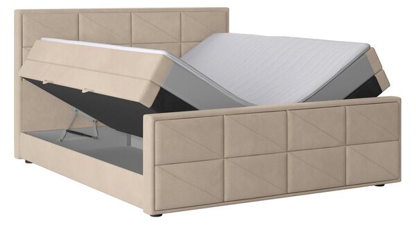 BOXSPRING POSTELJA 180 cm x 200 cm , les, kovina, umetna masa, tekstil bež