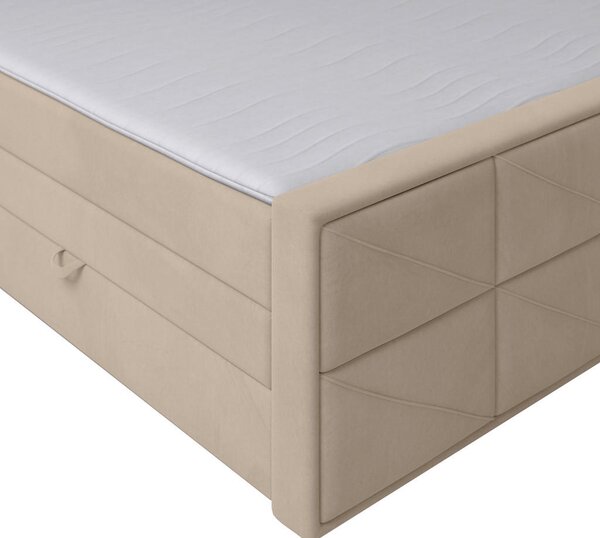BOXSPRING POSTELJA 180 cm x 200 cm , les, kovina, umetna masa, tekstil bež