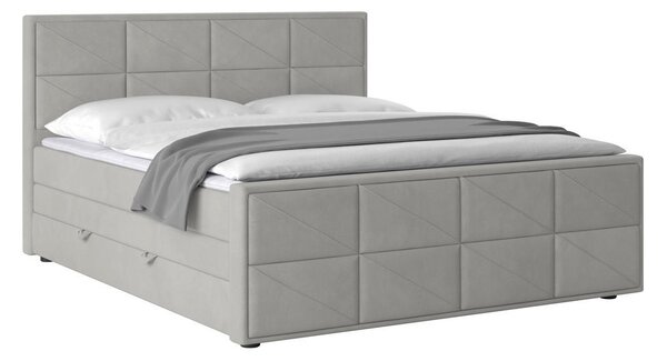 BOXSPRING POSTELJA 180 cm x 200 cm , kovina, umetna masa, tekstil, karton, leseni material svetlo siva
