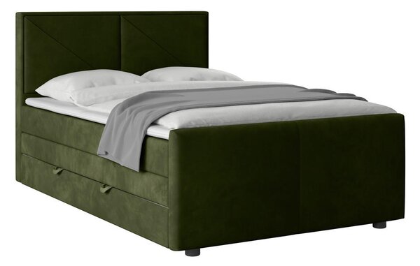 BOXSPRING POSTELJA 120 cm x 200 cm , les, kovina, umetna masa, tekstil zelena