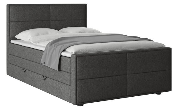 BOXSPRING POSTELJA 120 cm x 200 cm , les, kovina, umetna masa, tekstil antracit