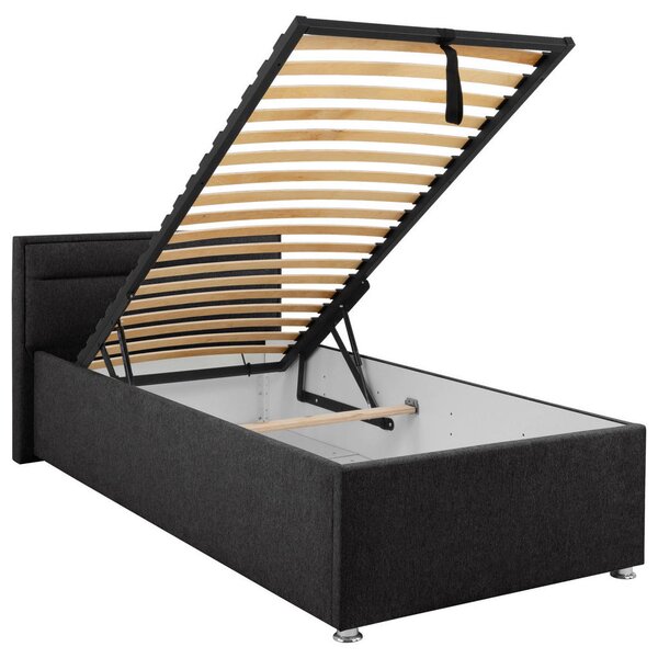 OBLAZINJENA POSTELJA 90 cm x 200 cm , les, kovina, umetna masa, tekstil antracit