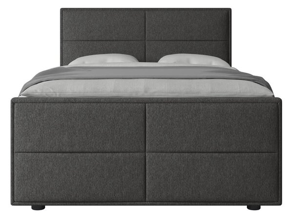 BOXSPRING POSTELJA 120 cm x 200 cm , les, kovina, umetna masa, tekstil antracit
