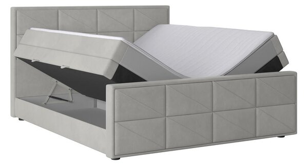 BOXSPRING POSTELJA 180 cm x 200 cm , kovina, umetna masa, tekstil, karton, leseni material svetlo siva