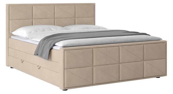 BOXSPRING POSTELJA 180 cm x 200 cm , les, kovina, umetna masa, tekstil bež