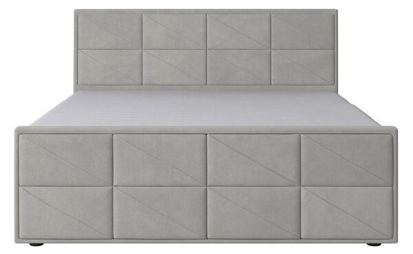 BOXSPRING POSTELJA 180 cm x 200 cm , kovina, umetna masa, tekstil, karton, leseni material svetlo siva